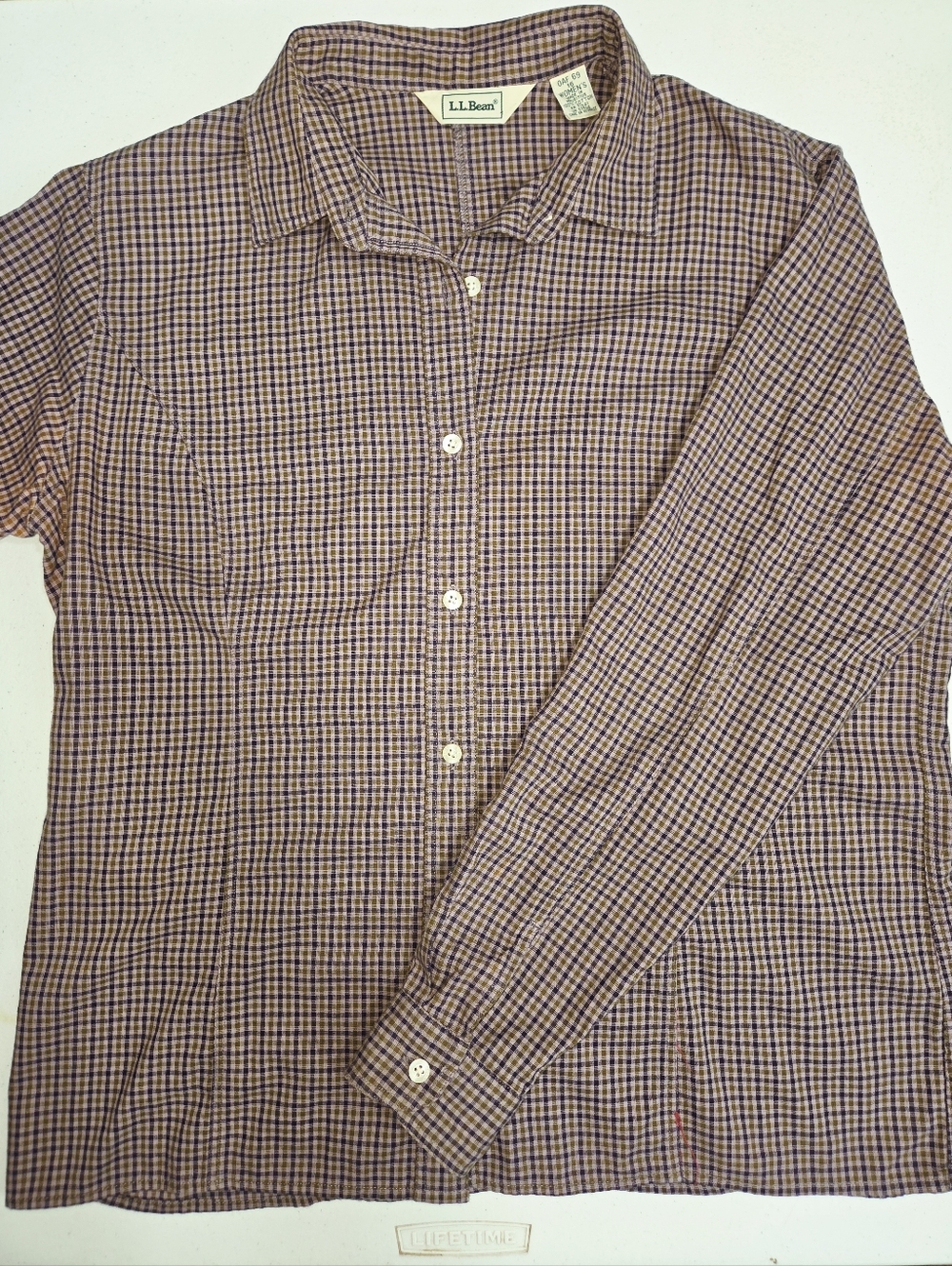 Vintage 100% cotton LL Bean plaid button up shirt